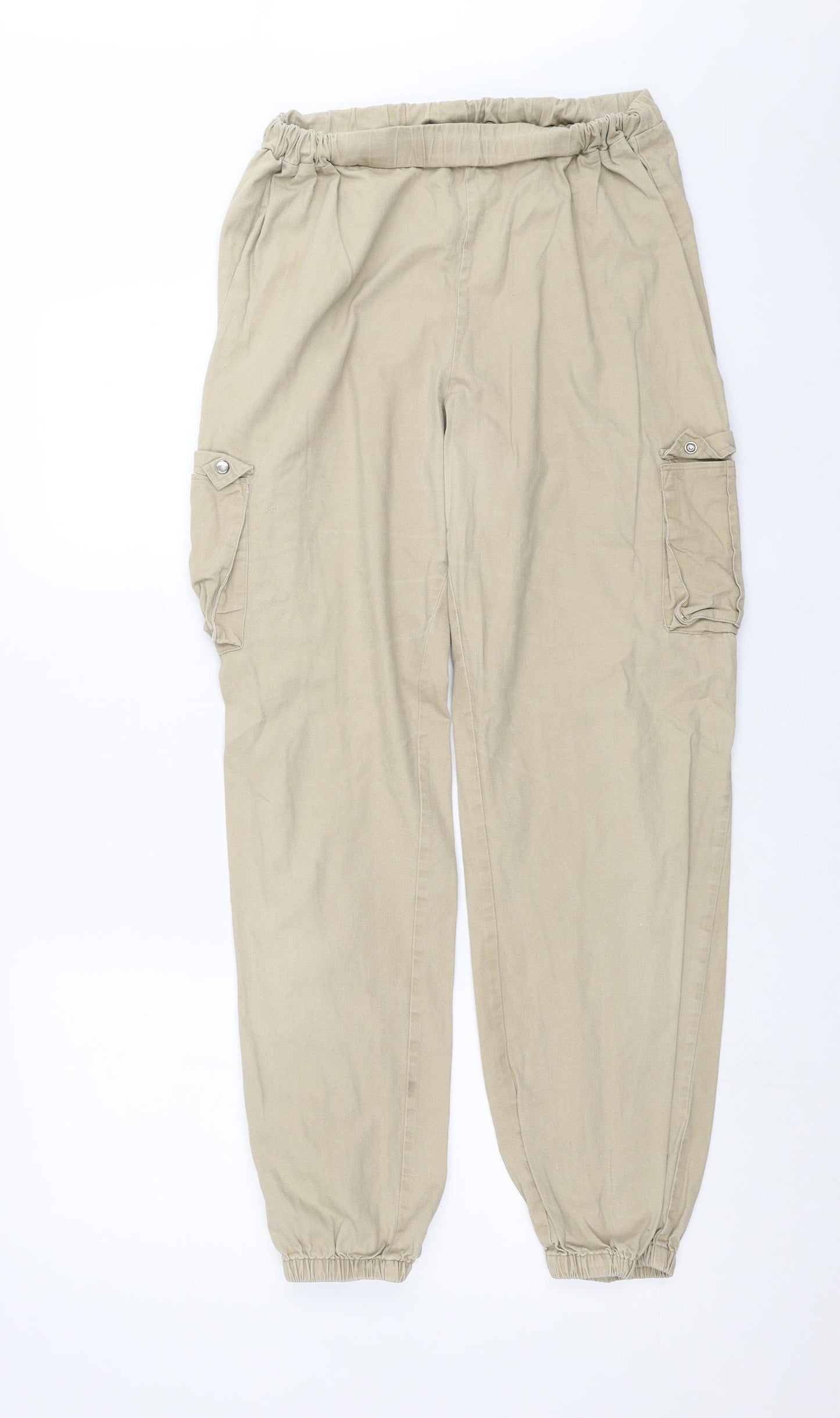 PRETTYLITTLETHING Womens Beige   Cargo Trousers Size 12 L29 in