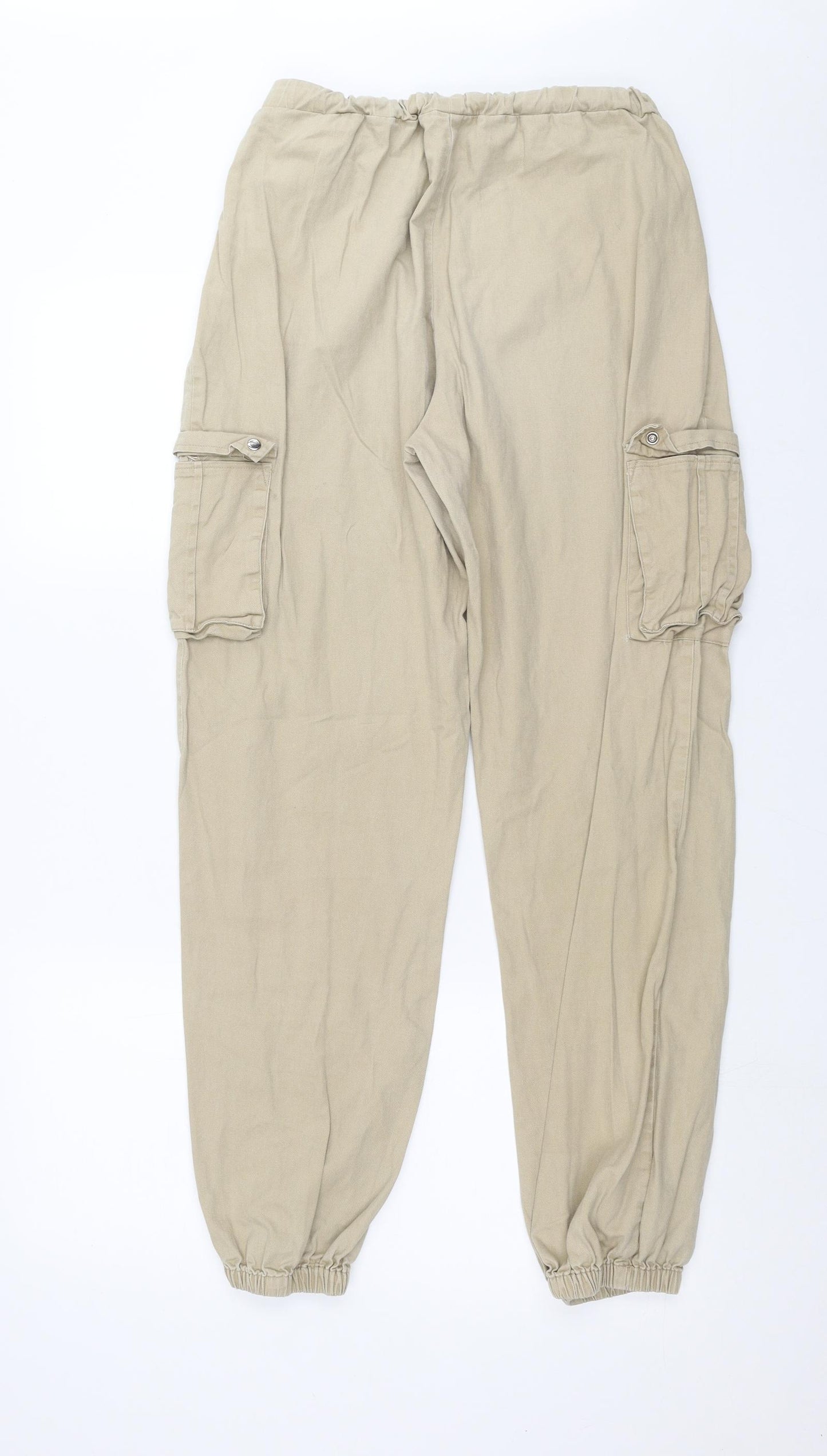 PRETTYLITTLETHING Womens Beige   Cargo Trousers Size 12 L29 in