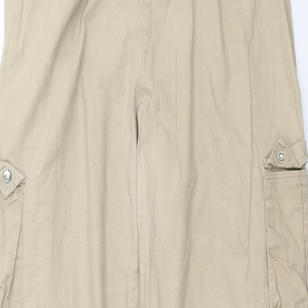PRETTYLITTLETHING Womens Beige   Cargo Trousers Size 12 L29 in