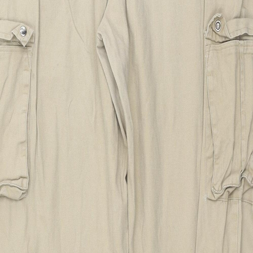 PRETTYLITTLETHING Womens Beige   Cargo Trousers Size 12 L29 in