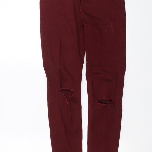 F&F Womens Red  Denim Skinny Jeans Size 10 L27 in - Distressed