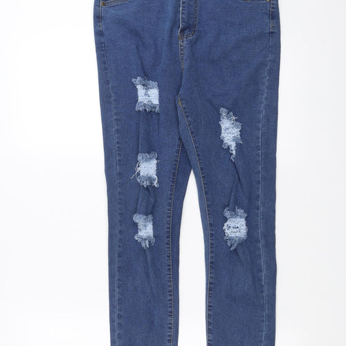 Boohoo Womens Blue  Denim Skinny Jeans Size 10 L26 in