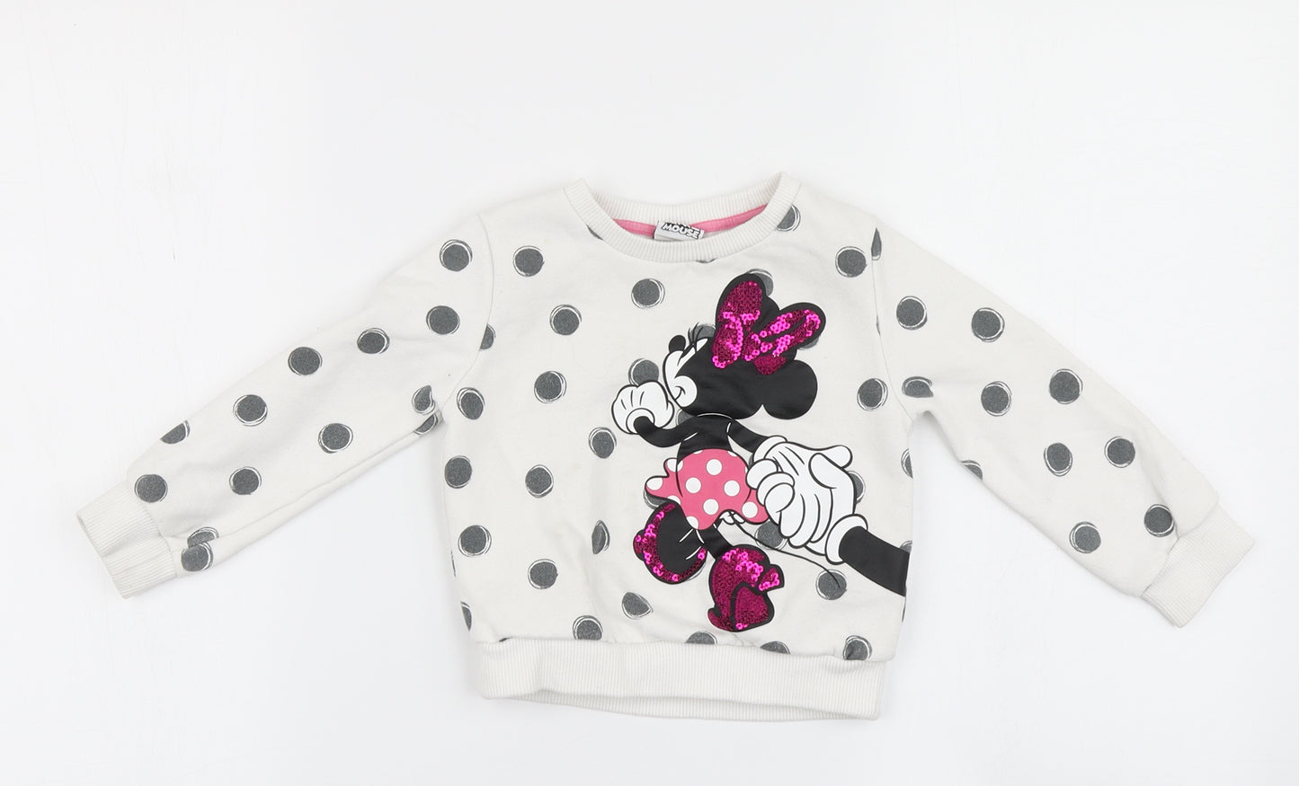 Disney  White Polka Dot  Pullover Jumper Size 18-24 Months  - Disney, Minnie Mouse