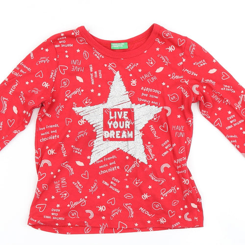 United Colours of Benetton Girls Red   Basic T-Shirt Size 2 Years