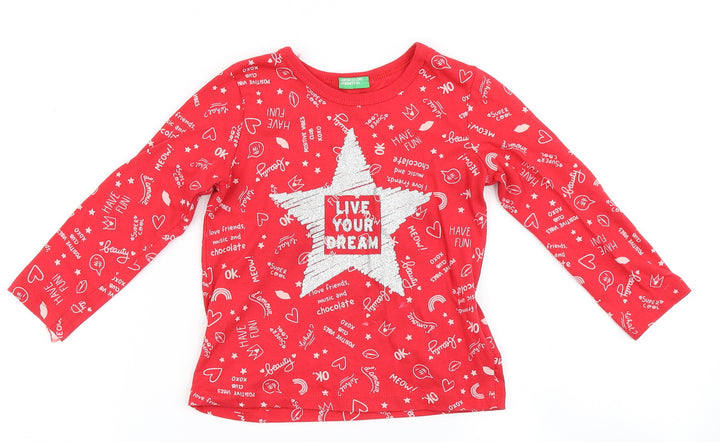 United Colours of Benetton Girls Red   Basic T-Shirt Size 2 Years