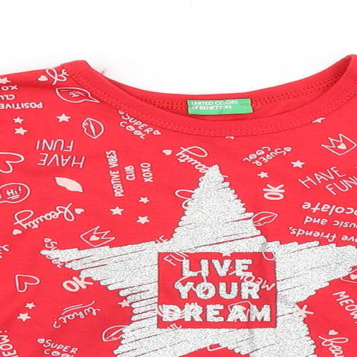 United Colours of Benetton Girls Red   Basic T-Shirt Size 2 Years
