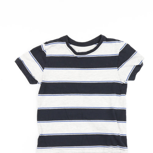 Primark Boys Ivory Striped  Basic T-Shirt Size 5-6 Years