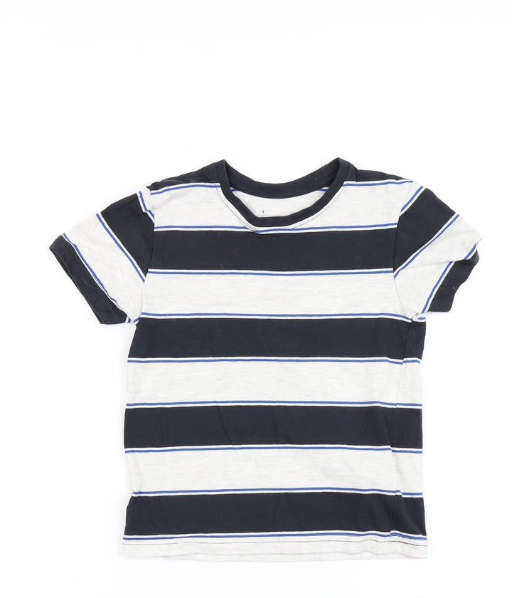 Primark Boys Ivory Striped  Basic T-Shirt Size 5-6 Years