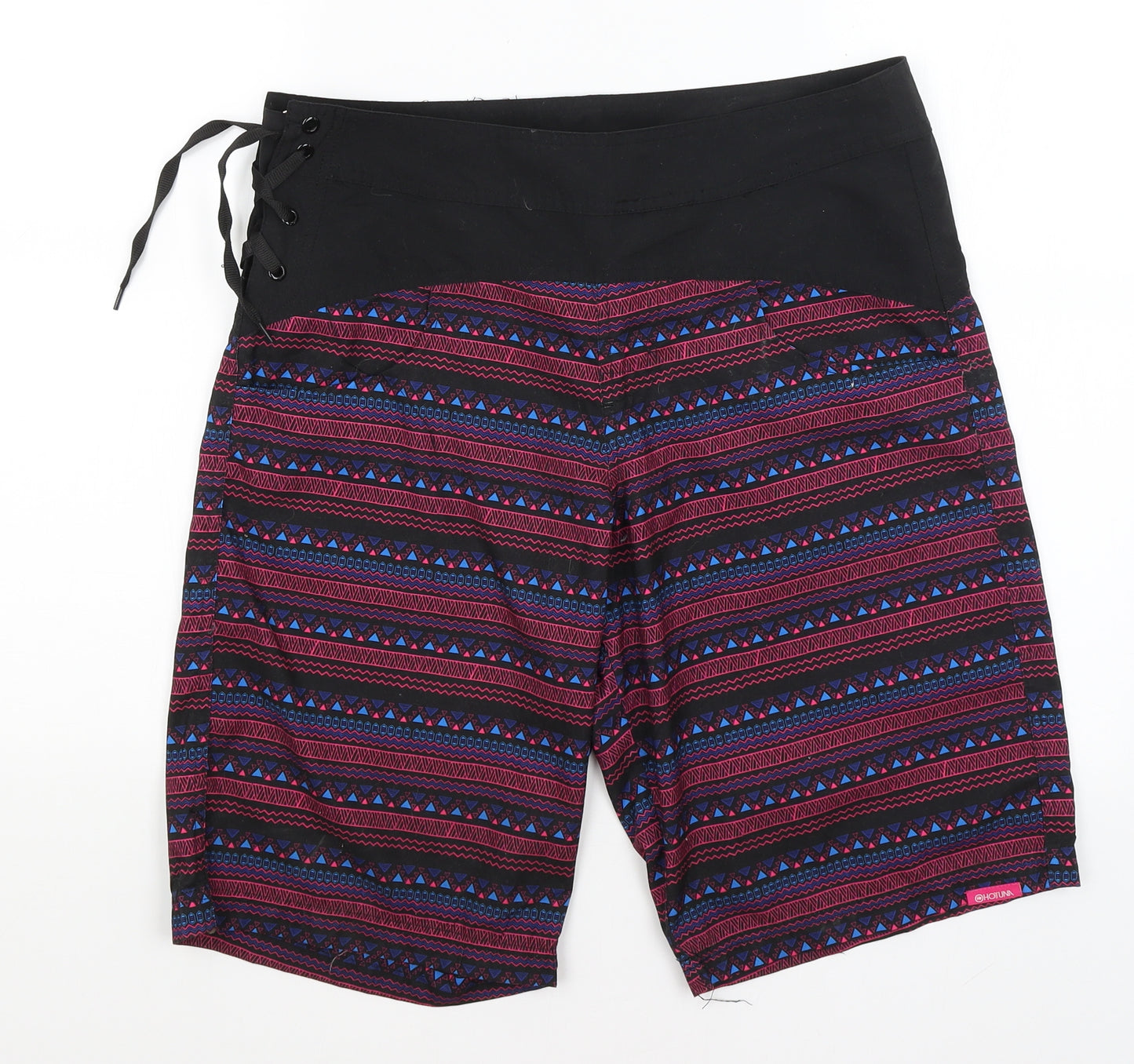 Hot Tuna Womens Black Geometric  Athletic Shorts Size 10