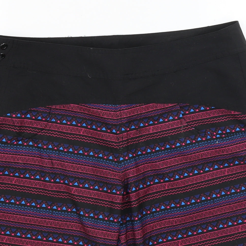 Hot Tuna Womens Black Geometric  Athletic Shorts Size 10