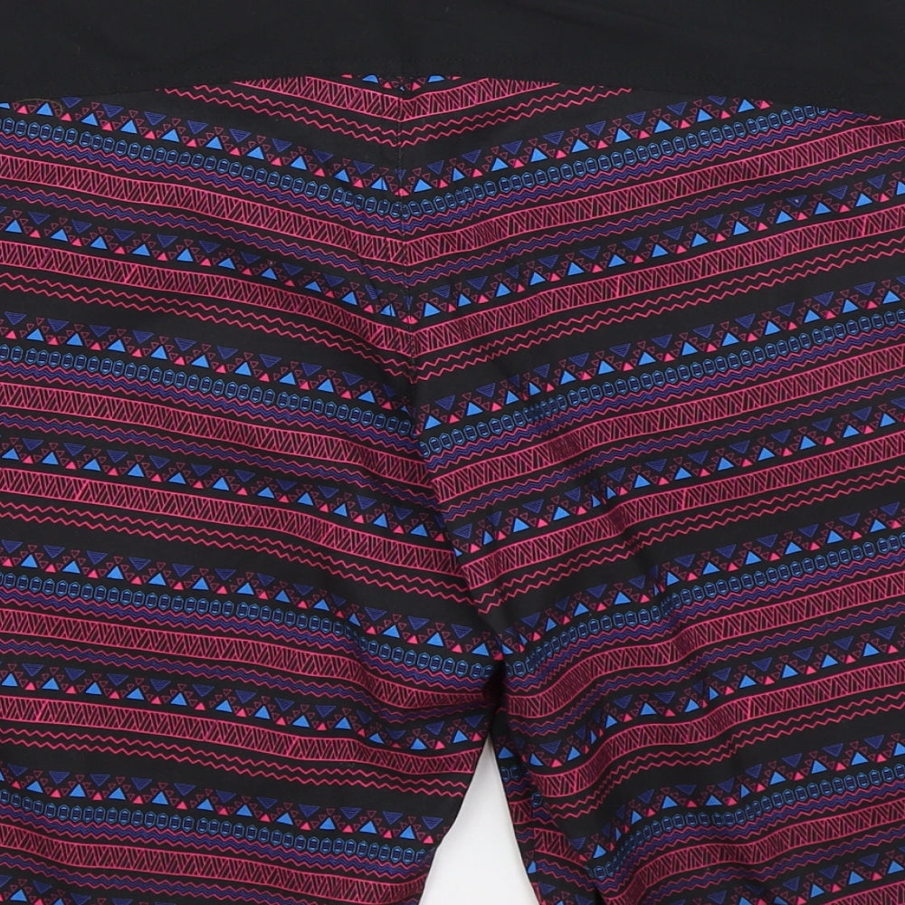 Hot Tuna Womens Black Geometric  Athletic Shorts Size 10