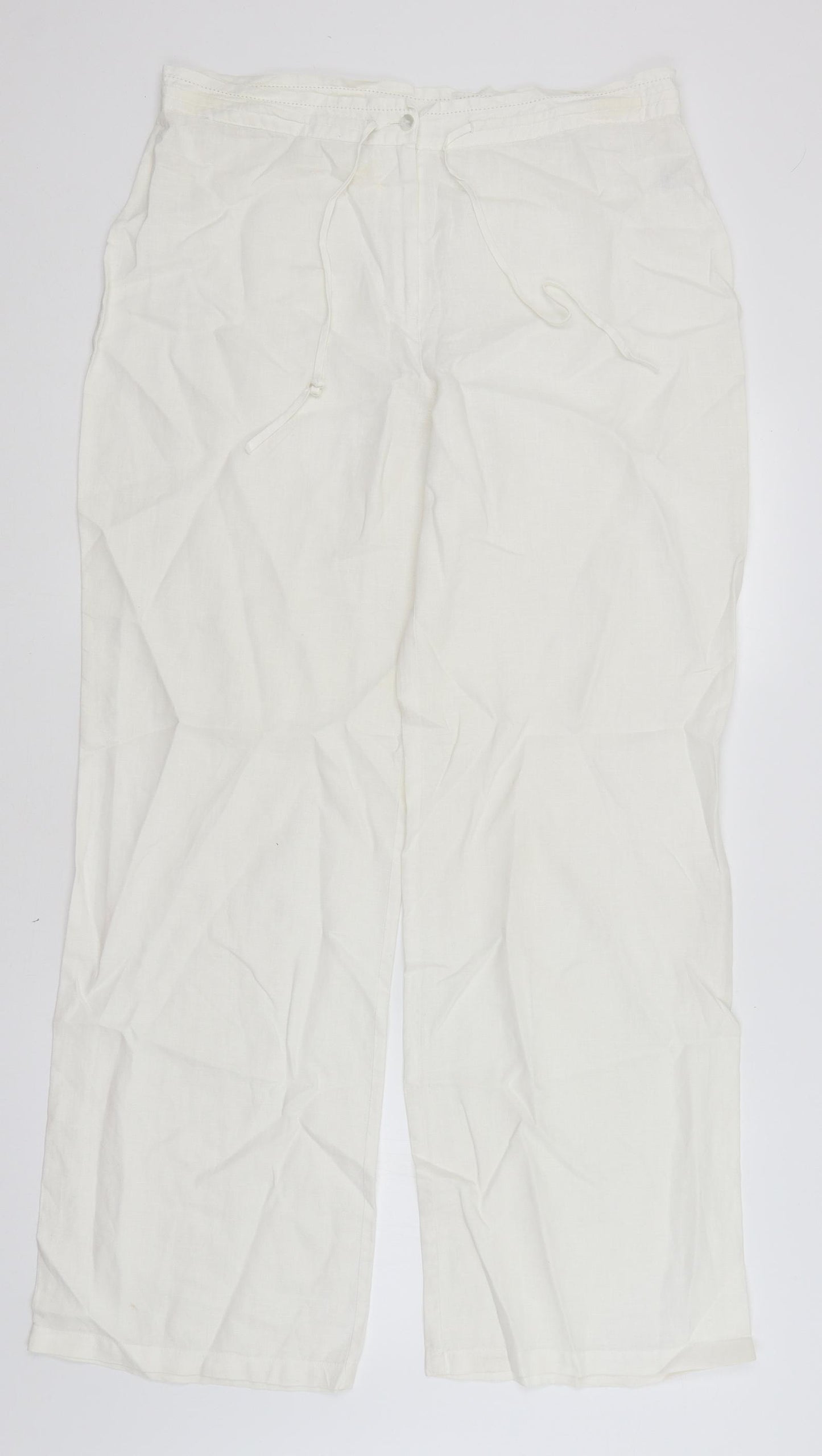 M&S Womens White   Trousers  Size 14 L31.5 in