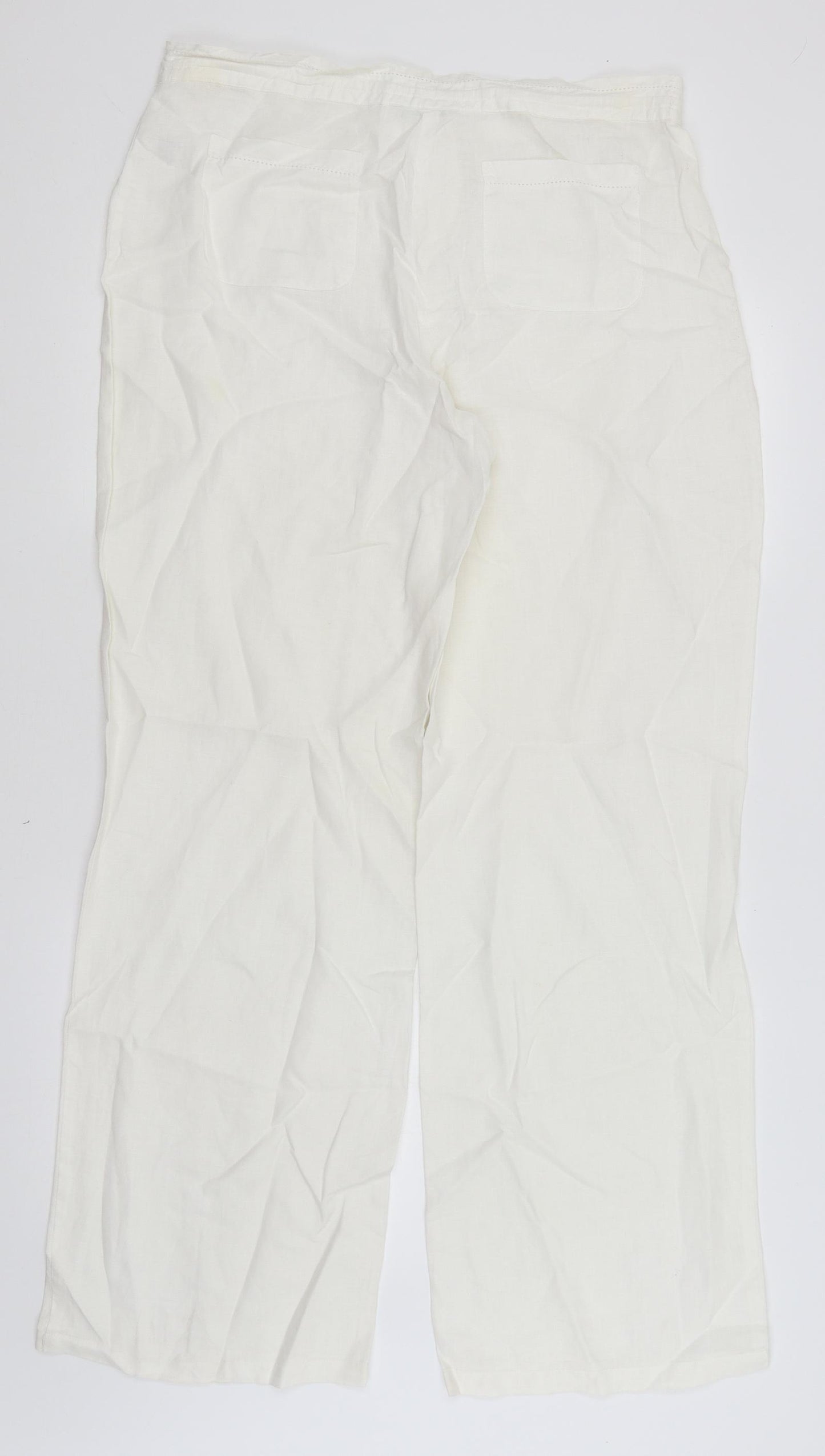 M&S Womens White   Trousers  Size 14 L31.5 in