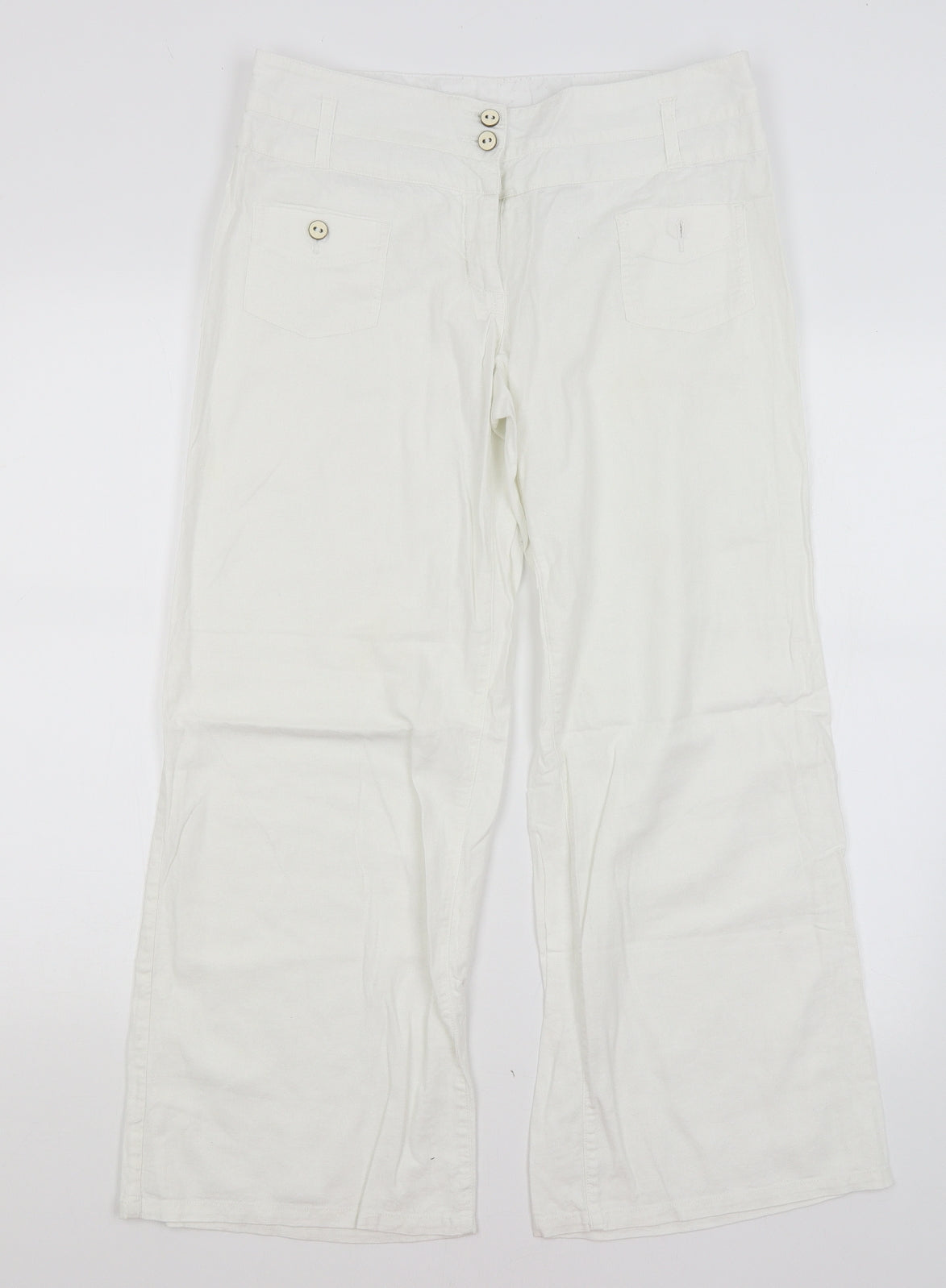 NEXT Womens White   Trousers  Size 12 L25.5 in