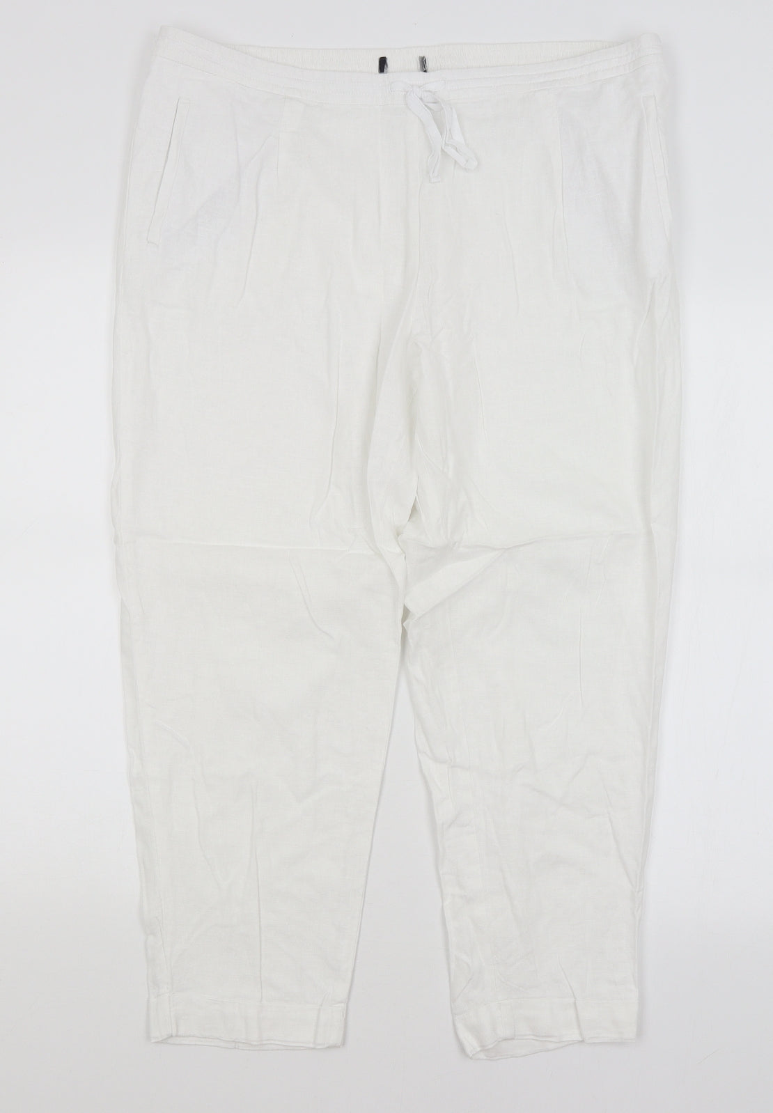 M&S Womens White   Cropped Trousers Size 18 L25 in