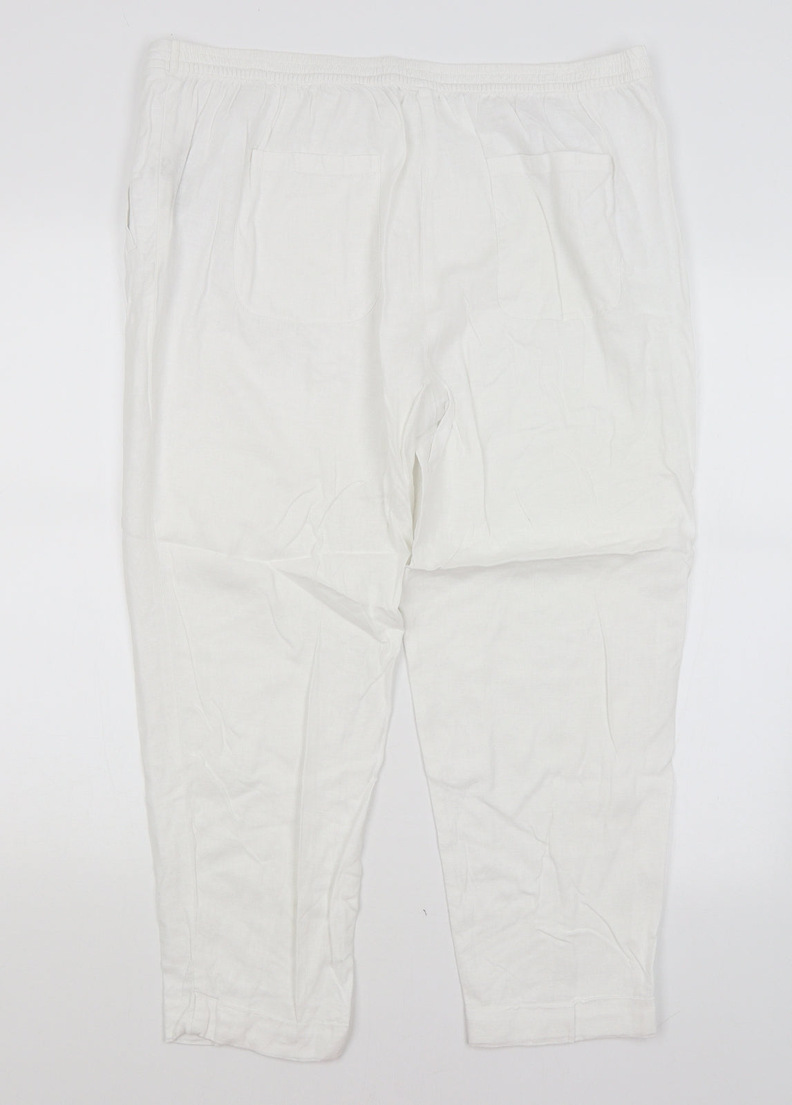 M&S Womens White   Cropped Trousers Size 18 L25 in