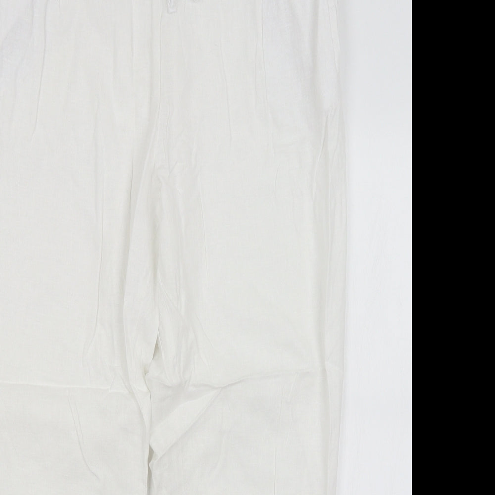 M&S Womens White   Cropped Trousers Size 18 L25 in