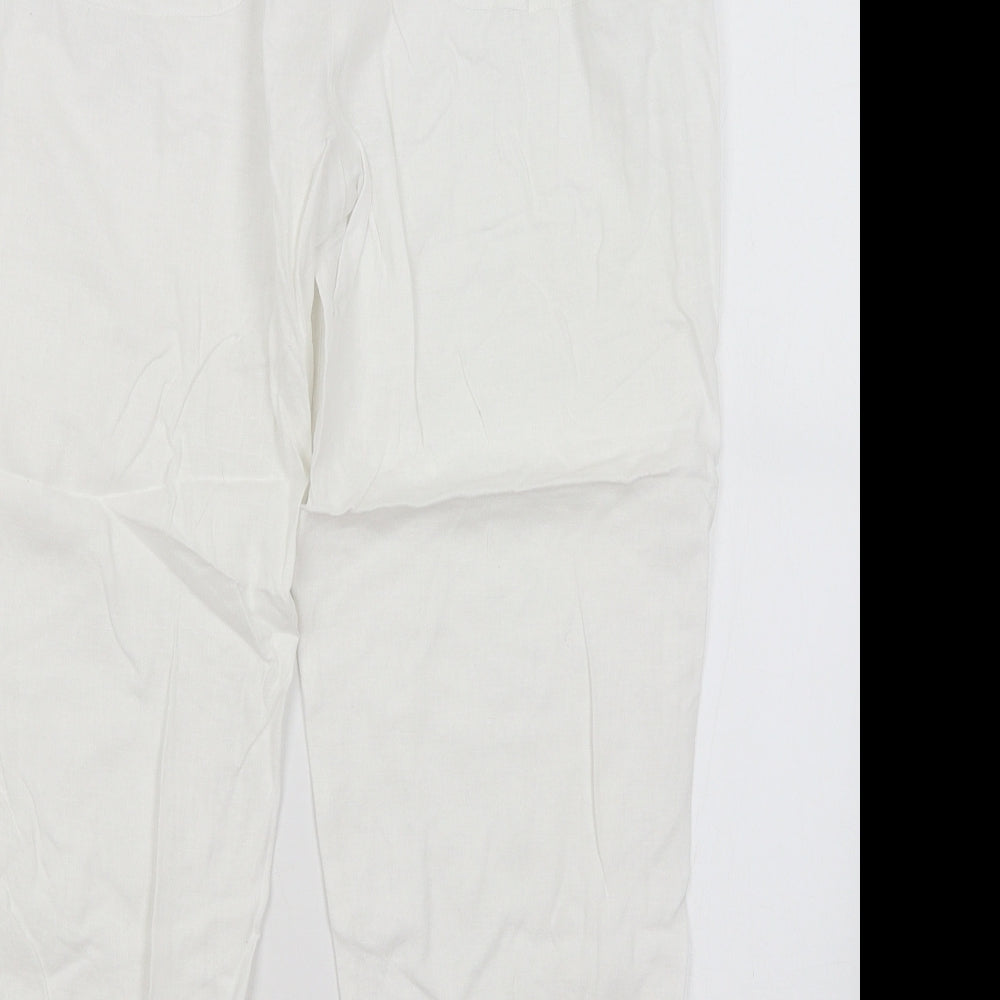 M&S Womens White   Cropped Trousers Size 18 L25 in