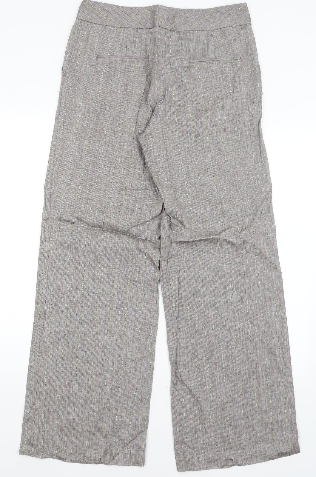 M&S Womens Grey Striped  Trousers  Size 10 L31 in