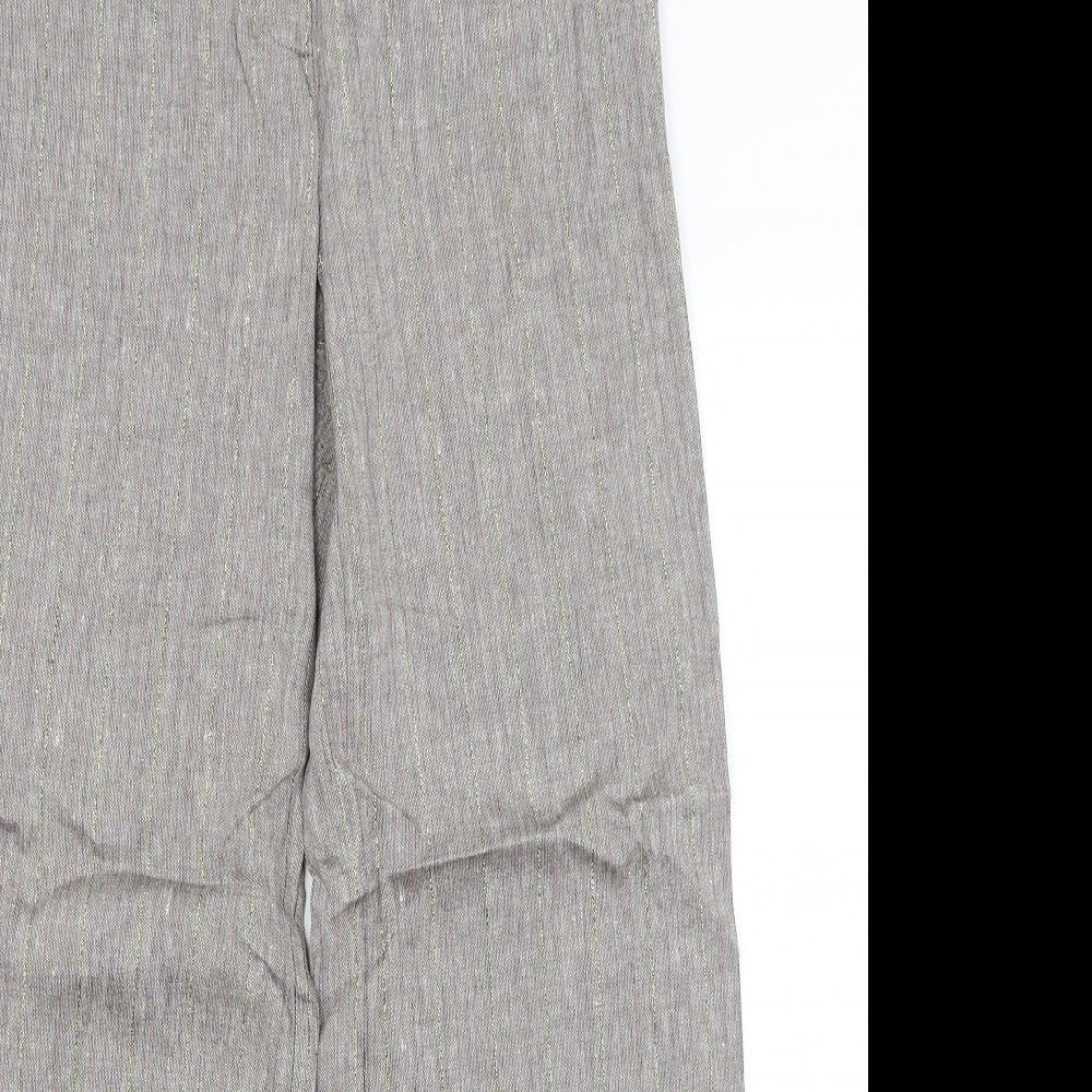 M&S Womens Grey Striped  Trousers  Size 10 L31 in