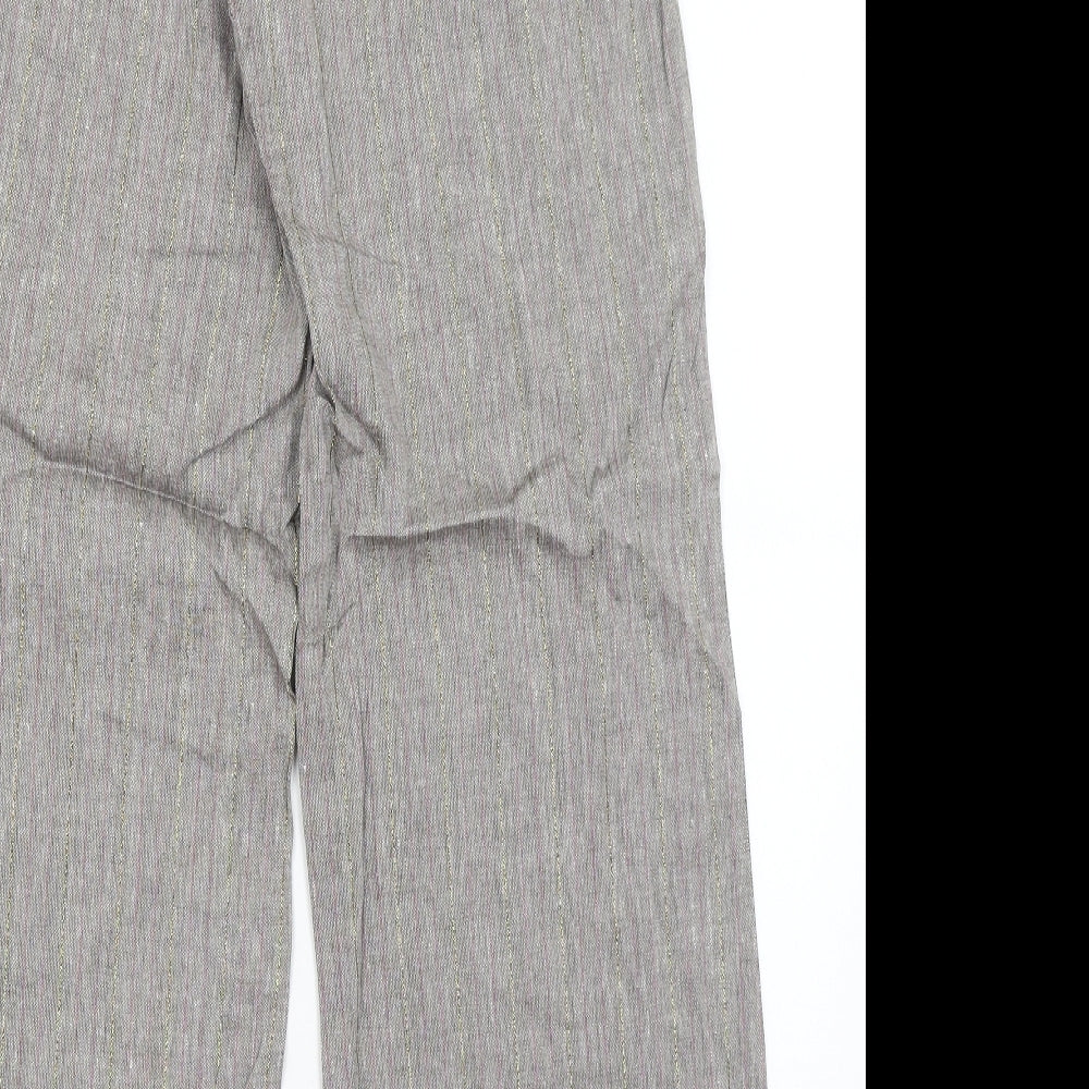 M&S Womens Grey Striped  Trousers  Size 10 L31 in