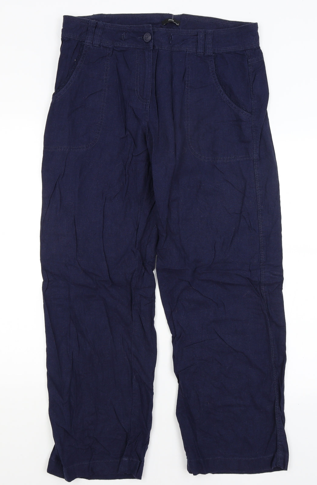 M&Co Womens Blue   Trousers  Size 14 L28.5 in