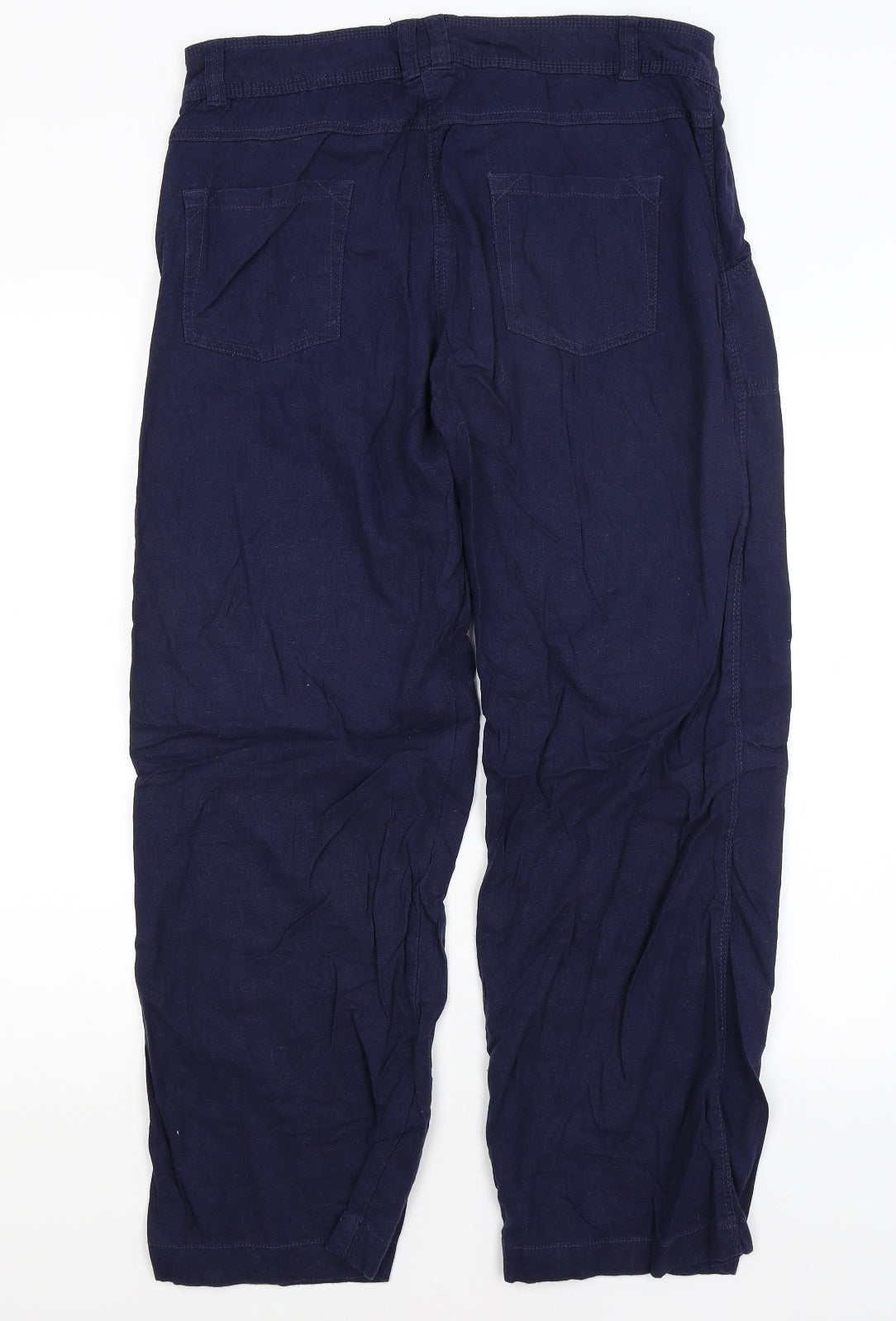 M&Co Womens Blue   Trousers  Size 14 L28.5 in