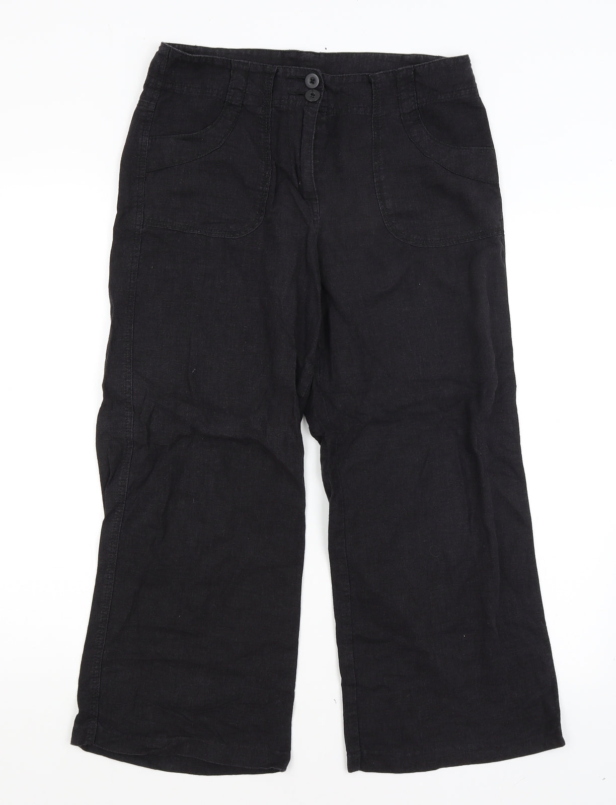 M&S Womens Black   Cropped Trousers Size 8 L23 in