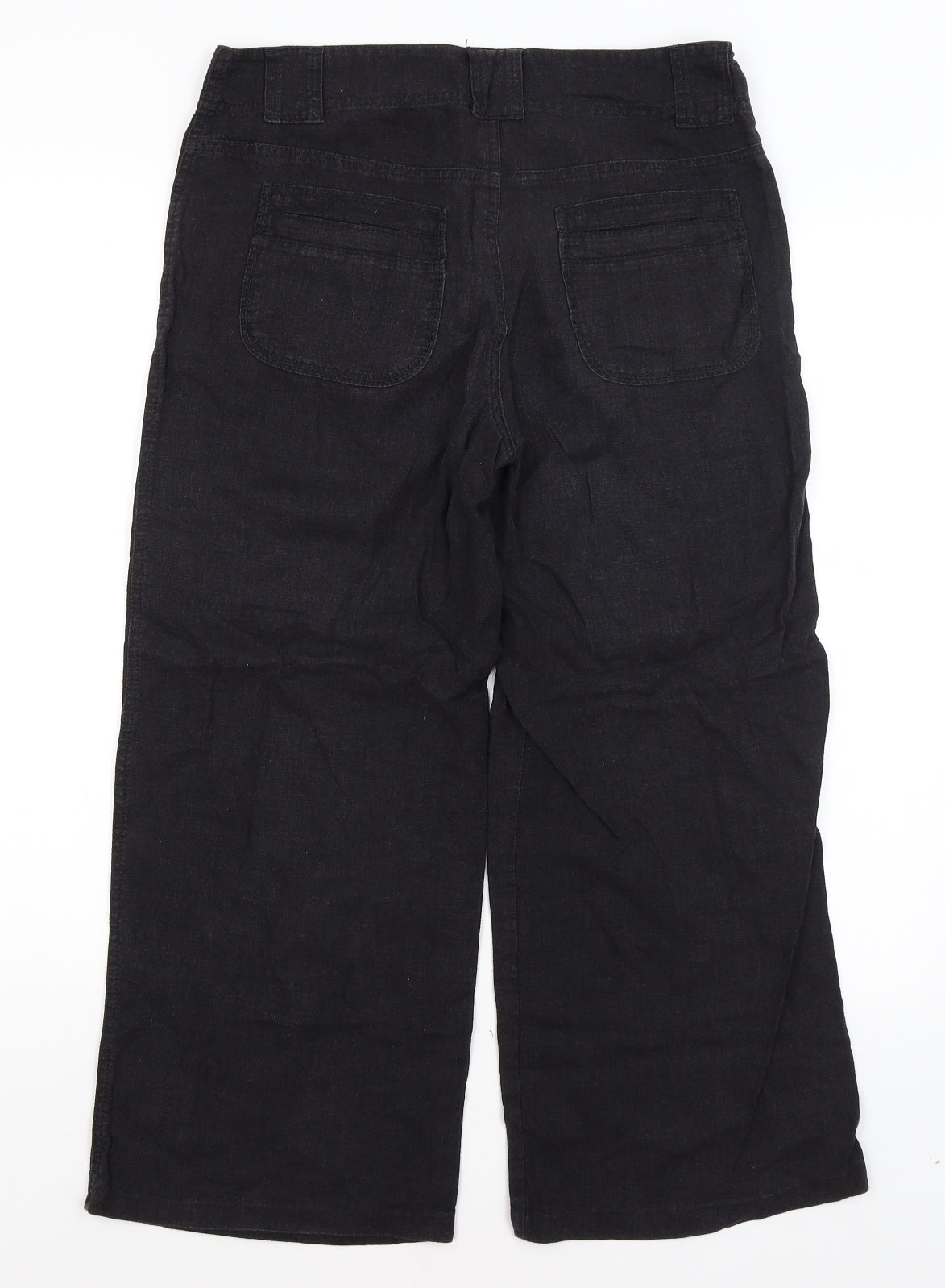 M&S Womens Black   Cropped Trousers Size 8 L23 in