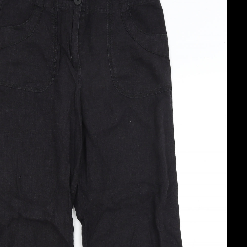 M&S Womens Black   Cropped Trousers Size 8 L23 in