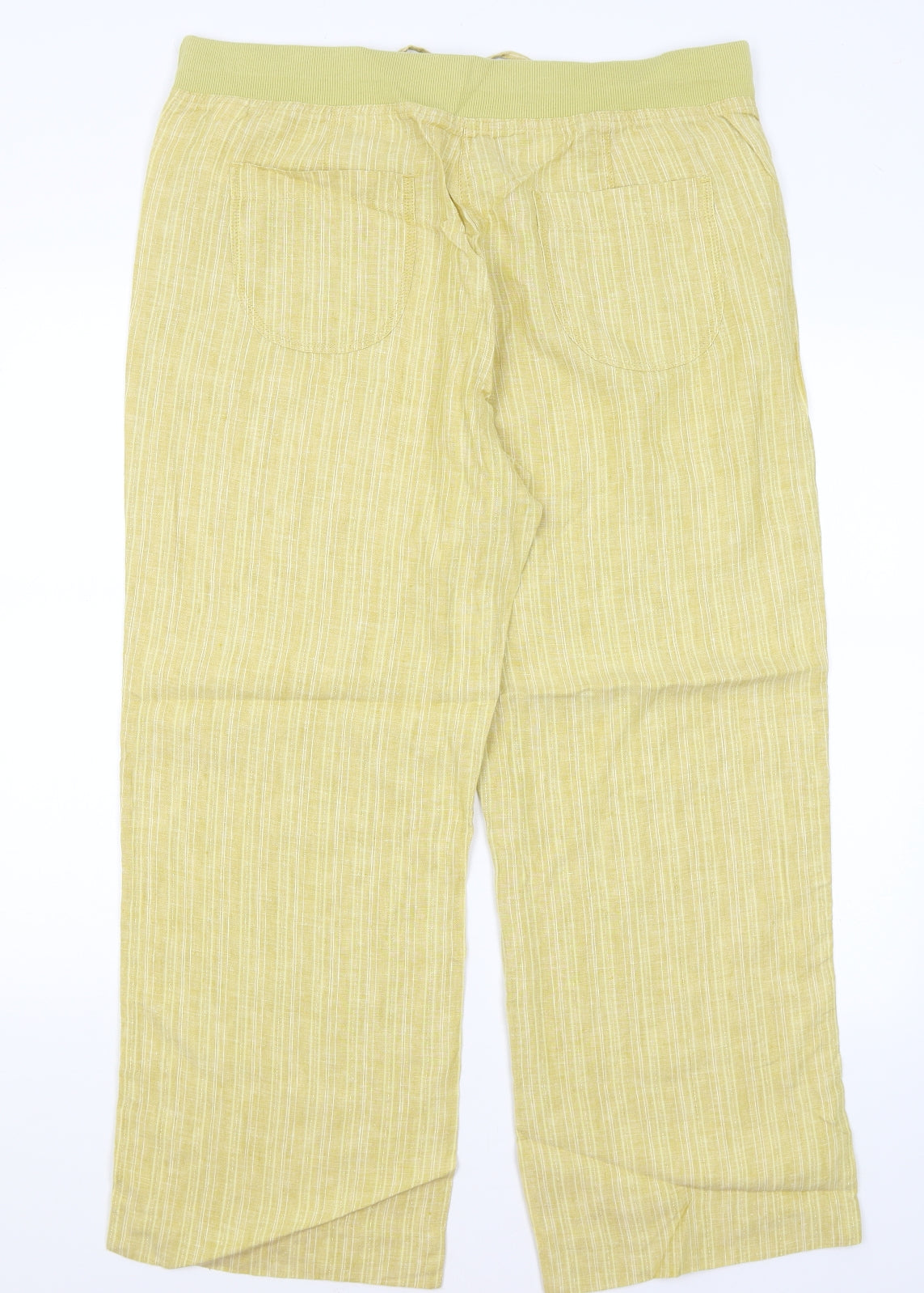 M&S Womens Gold Striped  Trousers  Size 16 L28 in