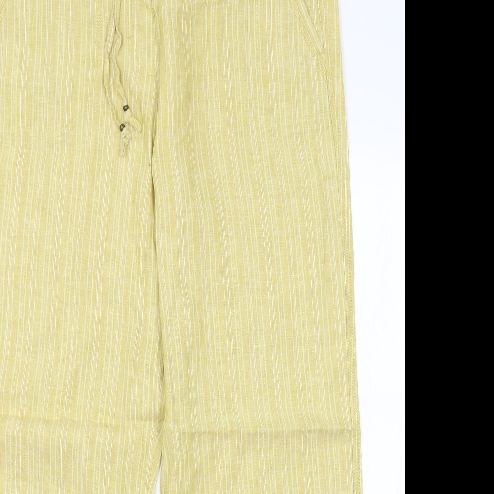 M&S Womens Gold Striped  Trousers  Size 16 L28 in