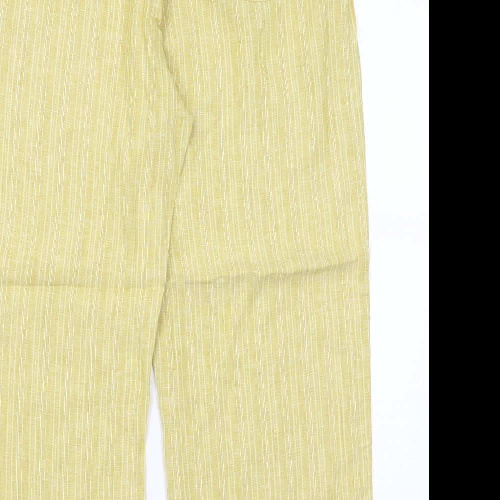 M&S Womens Gold Striped  Trousers  Size 16 L28 in