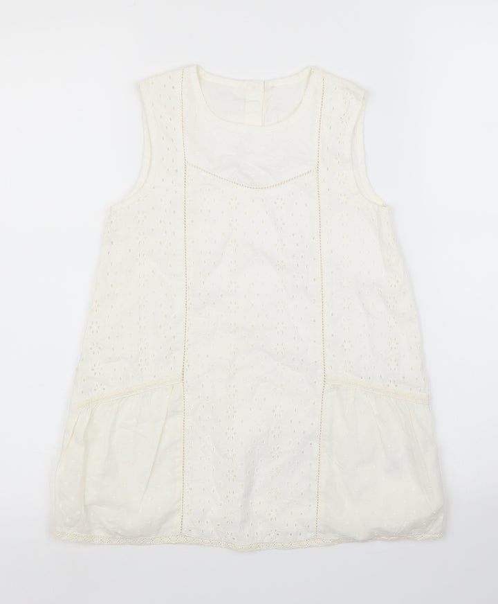 George Girls White Floral Basic Blouse Size 7 Years