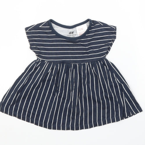 H&M Girls Blue Striped  A-Line  Size 0-3 Months