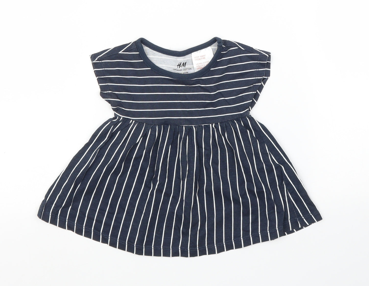 H&M Girls Blue Striped  A-Line  Size 0-3 Months