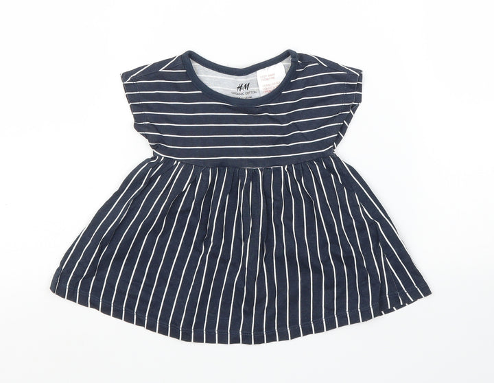 H&M Girls Blue Striped  A-Line  Size 0-3 Months