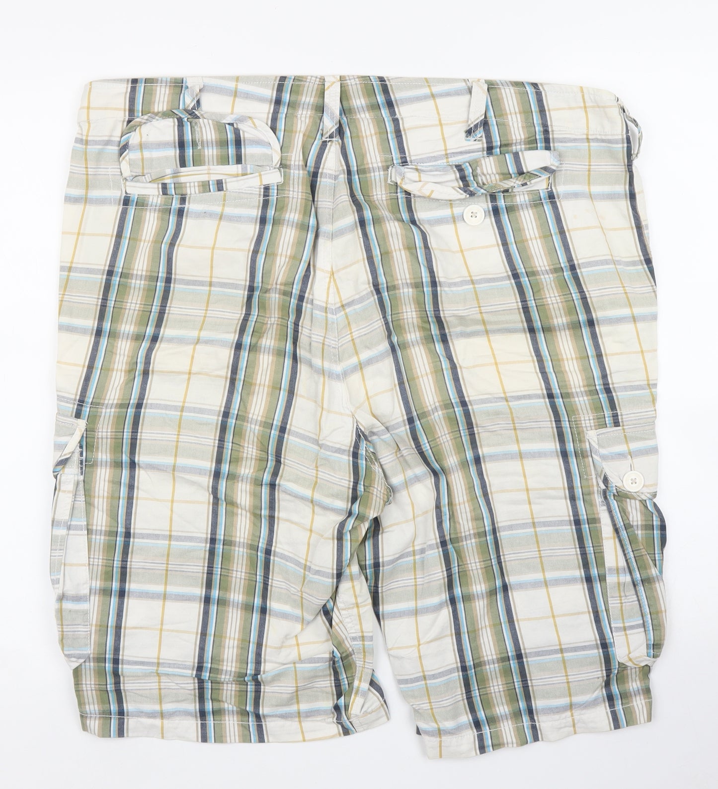 Urban Spirit Mens Green Plaid  Cargo Shorts Size 40 in