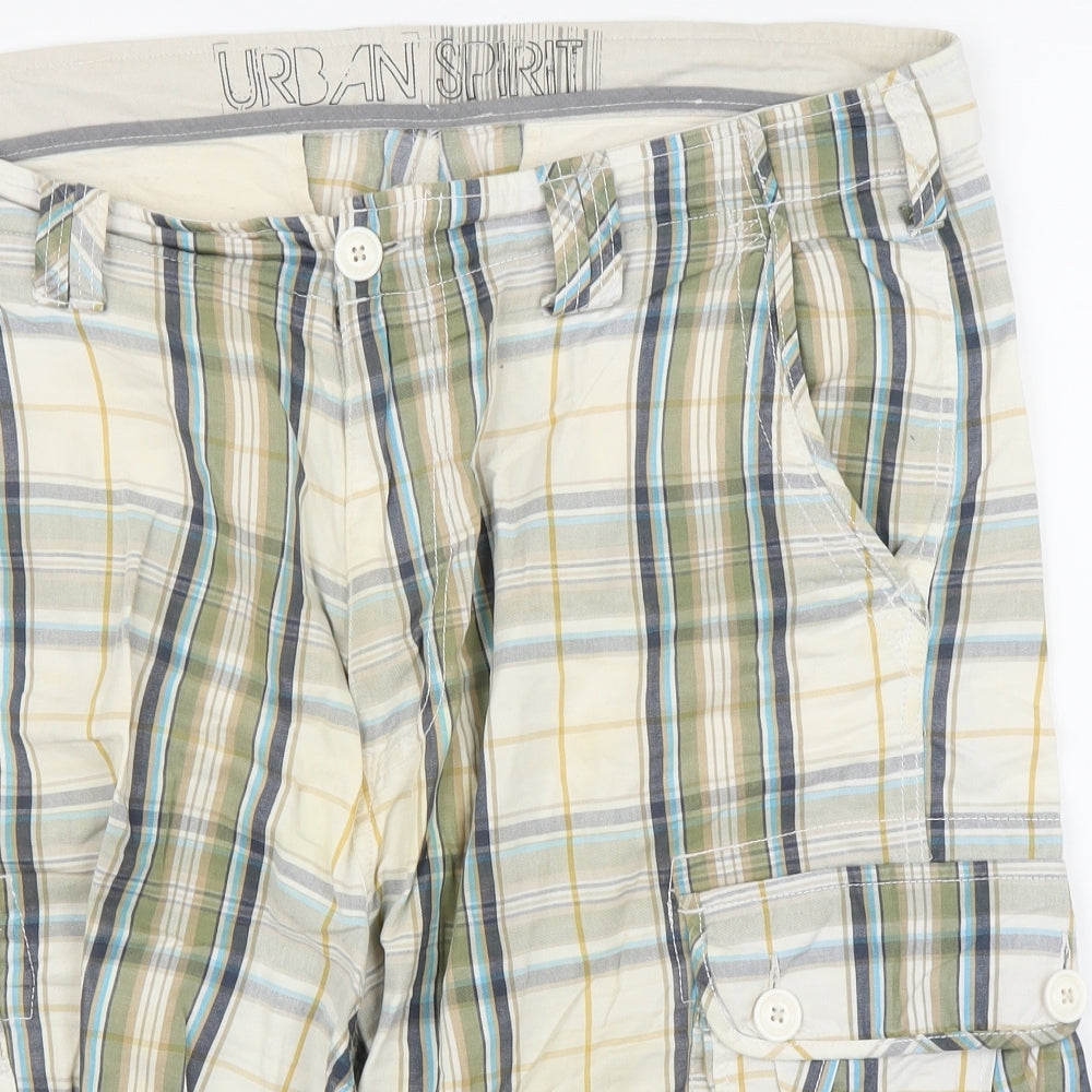 Urban Spirit Mens Green Plaid  Cargo Shorts Size 40 in