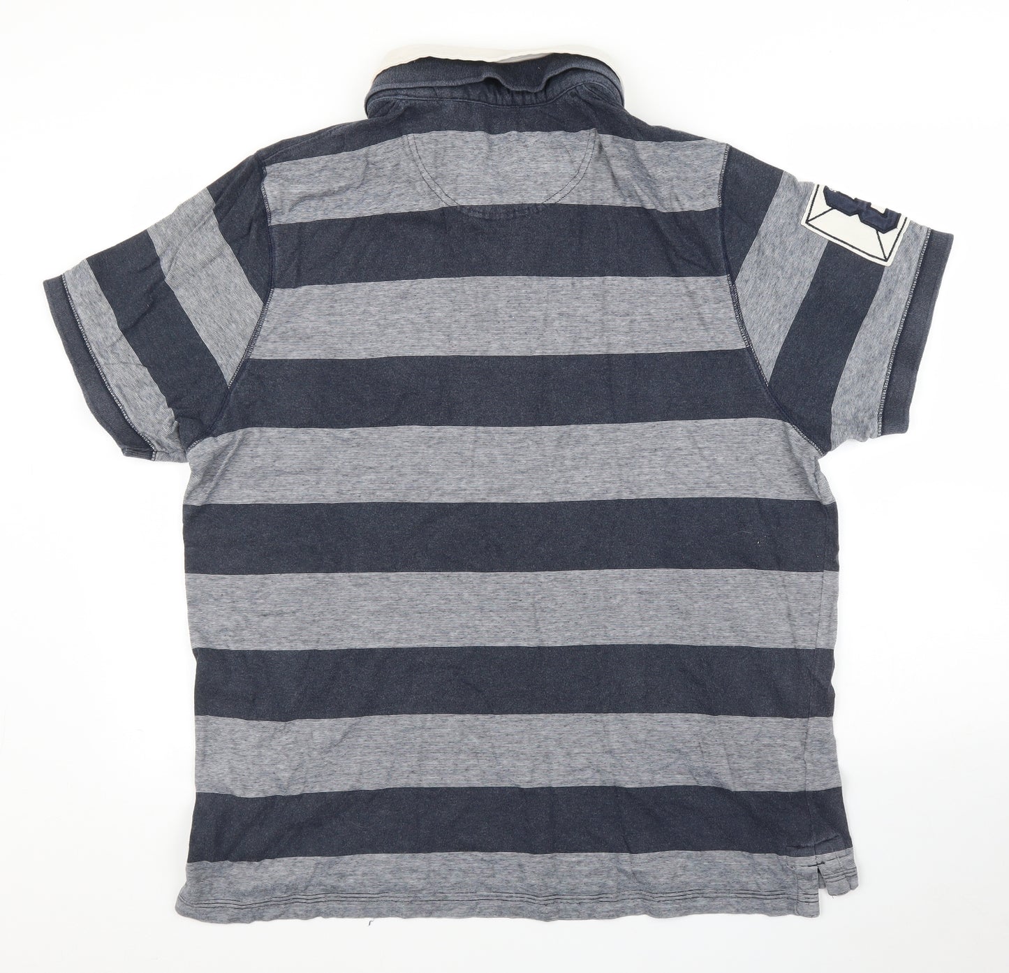 Duffer of St. George Mens Blue Striped   Polo Size XL