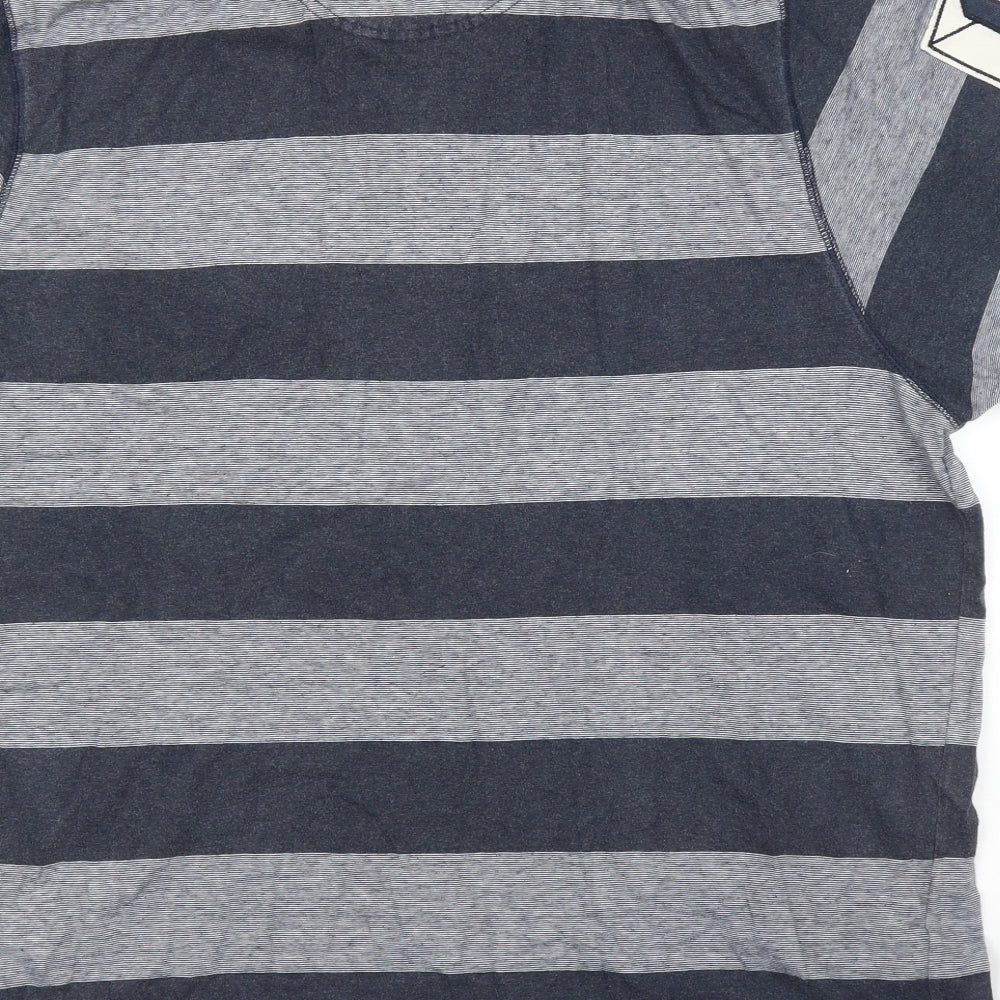 Duffer of St. George Mens Blue Striped   Polo Size XL
