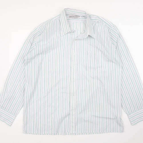 Giorgio Fellini Mens Green Striped   Button-Up Size 17
