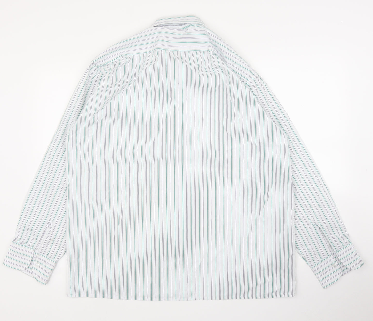 Giorgio Fellini Mens Green Striped   Button-Up Size 17