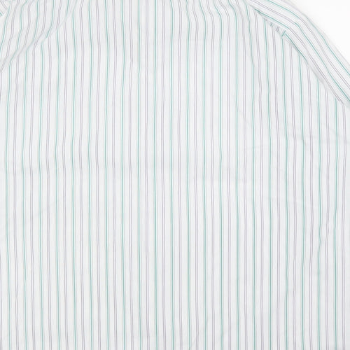 Giorgio Fellini Mens Green Striped   Button-Up Size 17