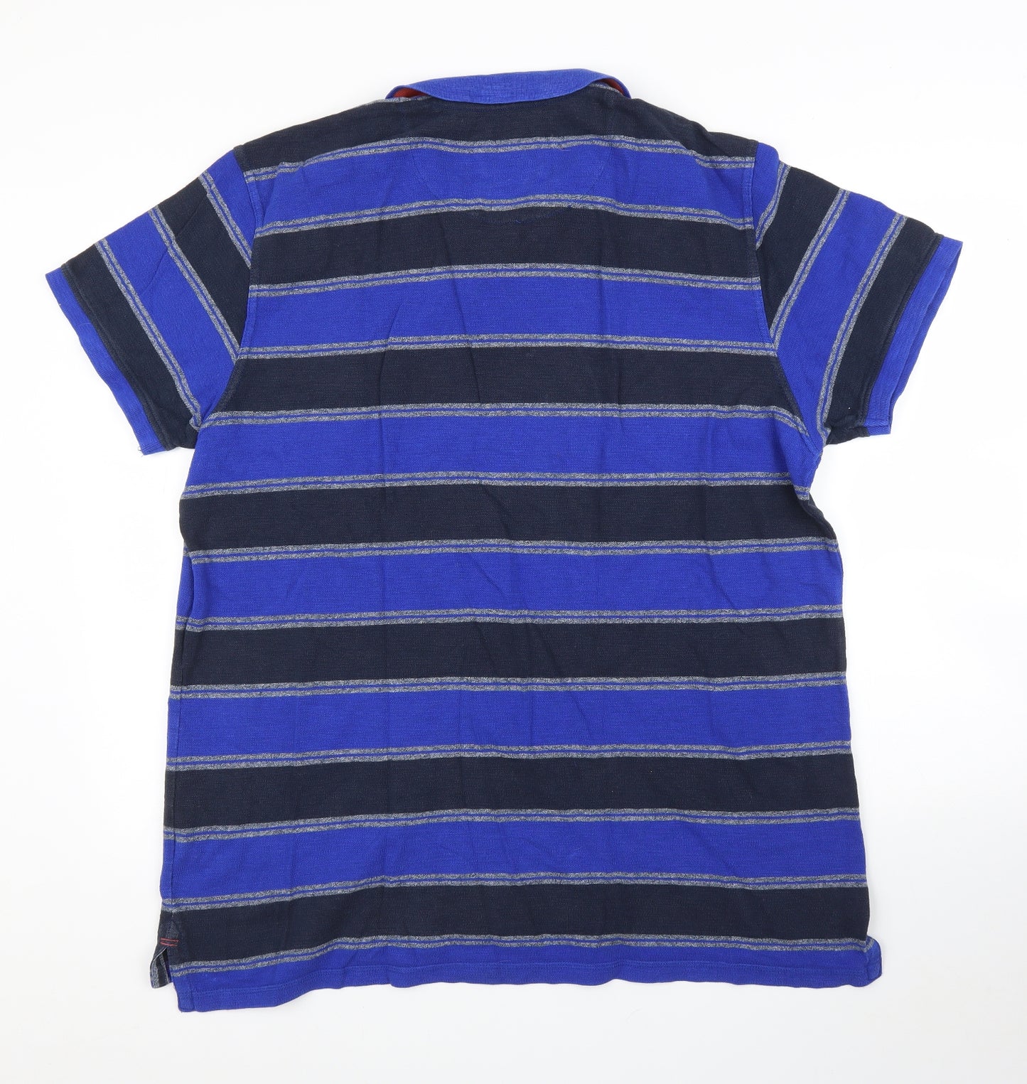 F&F Mens Blue Striped   Polo Size 2XL