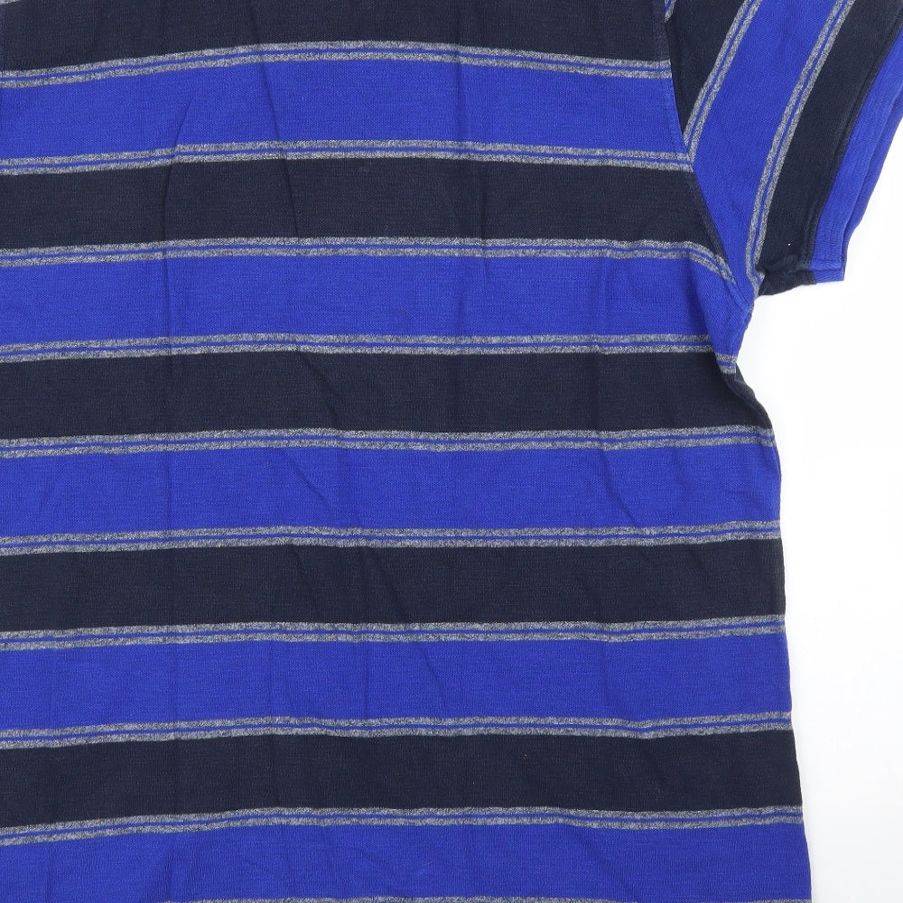 F&F Mens Blue Striped   Polo Size 2XL