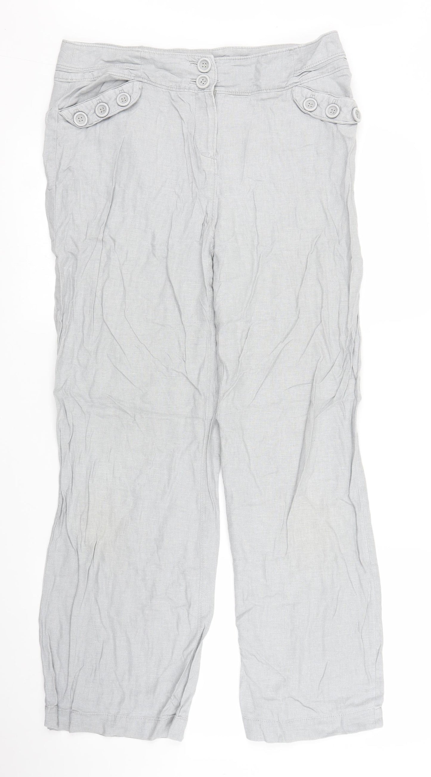 Per Una Womens Grey   Trousers  Size 10 L27 in