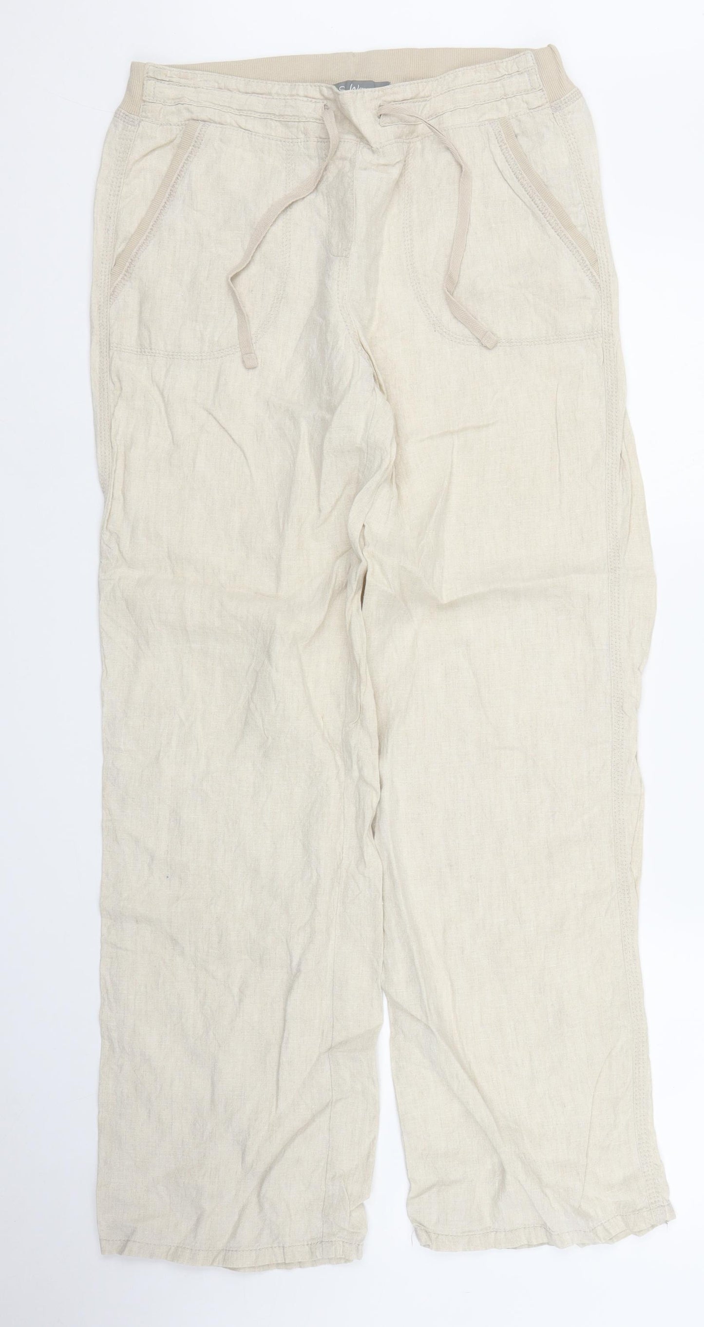M&S Womens Beige   Trousers  Size 12 L30 in
