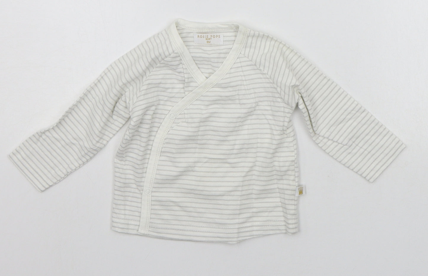 Rosie Pope Baby Beige Striped  Basic T-Shirt Size 6-9 Months