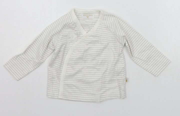 Rosie Pope Baby Beige Striped  Basic T-Shirt Size 6-9 Months